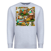 Heather Grey cow coffee cups and farm with leopard seamless pattern bbs Premium Sweatshirt - BundleAndBundleShop