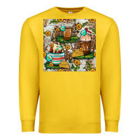 Lemon cow coffee cups and farm with leopard seamless pattern bbs Premium Sweatshirt - BundleAndBundleShop