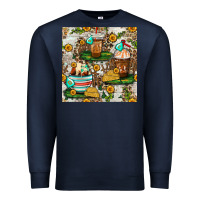 Navy cow coffee cups and farm with leopard seamless pattern bbs Premium Sweatshirt - BundleAndBundleShop