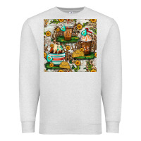 Oatmeal Heather cow coffee cups and farm with leopard seamless pattern bbs Premium Sweatshirt - BundleAndBundleShop