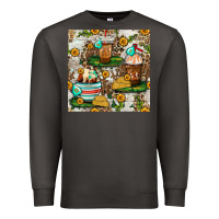 Smoke cow coffee cups and farm with leopard seamless pattern bbs Premium Sweatshirt - BundleAndBundleShop
