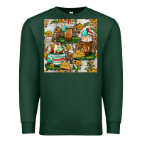 Sports Green cow coffee cups and farm with leopard seamless pattern bbs Premium Sweatshirt - BundleAndBundleShop