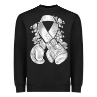 Black Lung Cancer white ribbon with boxing gloves Heavyweight Sweatshirt - NancyCooperArtShop