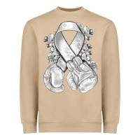 Mushroom Lung Cancer white ribbon with boxing gloves Heavyweight Sweatshirt - NancyCooperArtShop
