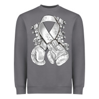 Storm Lung Cancer white ribbon with boxing gloves Heavyweight Sweatshirt - NancyCooperArtShop