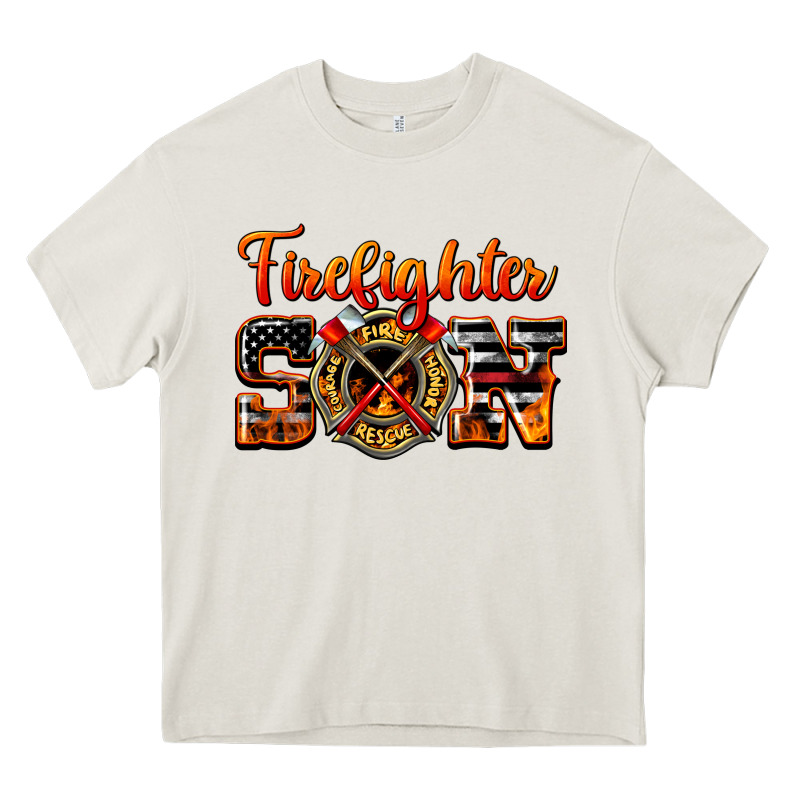 American Flag Firefighter Son Heavy Core Tee by LillyAllenDesigns | Teevron