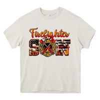 Cream American Flag Firefighter Son Heavy Core Tee - LillyAllenDesigns