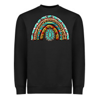 Black Western Rainbow with Leopard and Gemstone Heavyweight Sweatshirt - texasbilliewilder