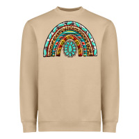 Mushroom Western Rainbow with Leopard and Gemstone Heavyweight Sweatshirt - texasbilliewilder