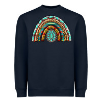 Navy Western Rainbow with Leopard and Gemstone Heavyweight Sweatshirt - texasbilliewilder