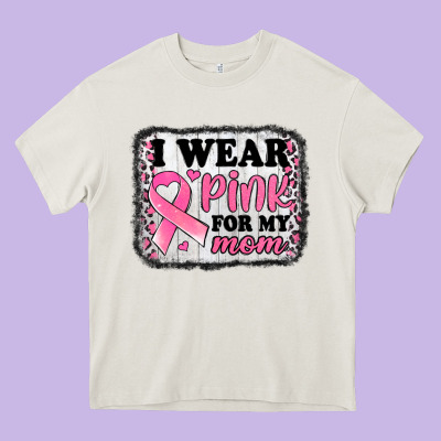 I Wear Pink For My Mom Breast Cancer Awareness Heavy Core Tee Designed By Jasminsmagicworld