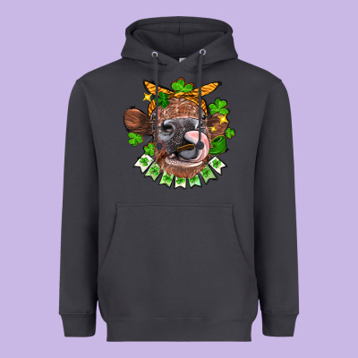 St. Patrick's Day Cow Heavyweight Hoodie Designed By Fadigitalartstudio