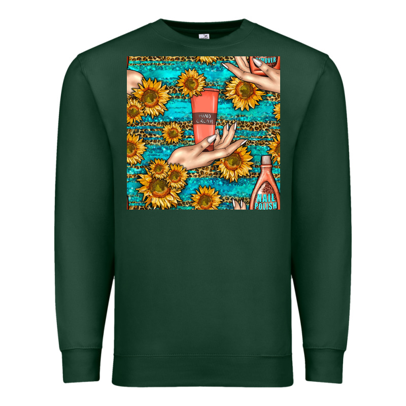 Hand Cream Nail Polish Remover And Sunflowers With Leopard And Glitter Premium Sweatshirt by BundleAndBundleShop | Teevron