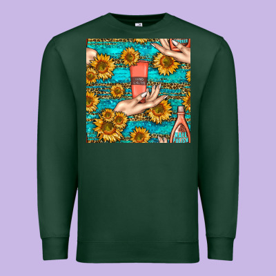 Hand Cream Nail Polish Remover And Sunflowers With Leopard And Glitter Premium Sweatshirt Designed By Bundleandbundleshop
