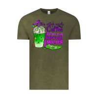 Vintage Olive this witch needs coffee before any hocus pocus Vintage Tee - BundleAndBundleShop