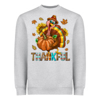 Heather Grey Thankful Turkey Heavyweight Sweatshirt - texasbilliewilder