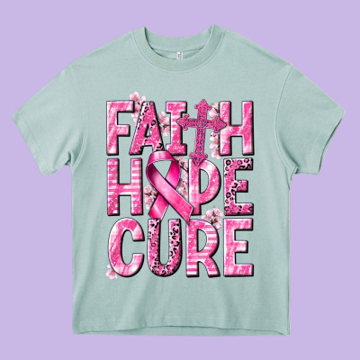 Faith Hope Cure Cancer Heavy Core Tee Designed By Nancycooperartshop
