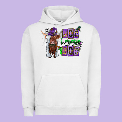 Moo I Mean Boo Urban Hoodie Designed By Cowhidedigitalart