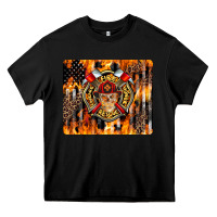 Black Firefighter Skull Heavy Core Tee - LillyAllenDesigns