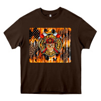Chocolate Brown Firefighter Skull Heavy Core Tee - LillyAllenDesigns