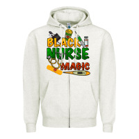 Oatmeal Heather Black Nurse magic Zipper Hoodie - HowdyJamesFarm