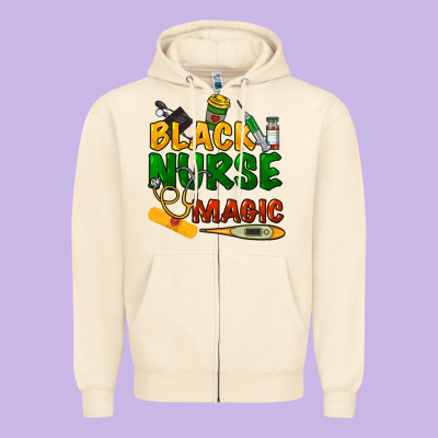 Black Nurse Magic Zipper Hoodie Designed By Howdyjamesfarm