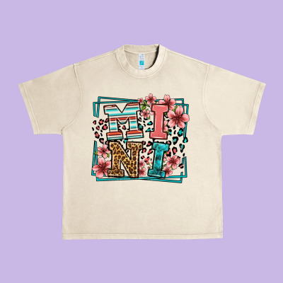 Floral Leopard Frame Mini Urban Heavy Tee Designed By Lillyallendesigns