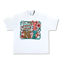 White floral leopard frame mini Urban Heavy Tee - LillyAllenDesigns