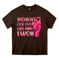 Chocolate Brown i fought for my life and i won Heavy Core Tee - NancyCooperArtShop