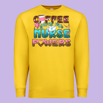 Coffee Gives Me Nurse Powers Bbs Premium Sweatshirt Designed By Bundleandbundleshop