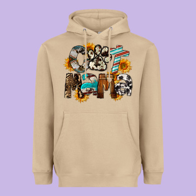 Western Cat Mama Mother's Day Heavyweight Hoodie Designed By Fadigitalartstudio
