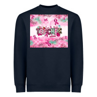 Navy Breast Cancer Teacher Heavyweight Sweatshirt - NancyCooperArtShop