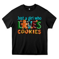 Black just a girl who loves cookies Heavy Core Tee - AdoDesignShop
