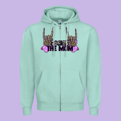 Rockin' The Mom Zipper Hoodie Designed By Cowgirlartshop
