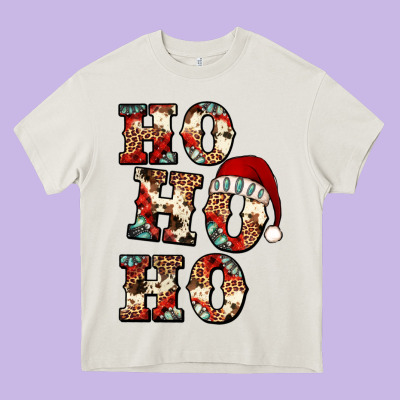 Ho Ho Ho Western Christmas Heavy Core Tee Designed By Jasminsmagicworld