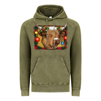 Vintage Olive highland cow christmas Vintage Hoodie - RanaPortraitStore