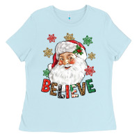 Baby Blue Believe Christmas Ladies Tee - NancyCooperArtShop