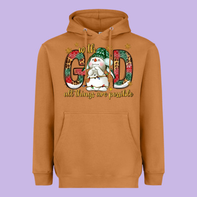 With God All Things Are Possible With Snowman Bbs Heavyweight Hoodie Designed By Bundleandbundleshop