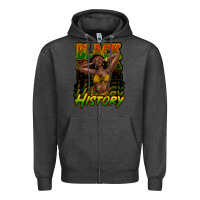Charcoal Heather Black history afro woman Zipper Hoodie - HowdyJamesFarm