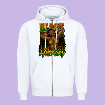 Black History Afro Woman Zipper Hoodie Designed By Howdyjamesfarm