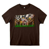Chocolate Brown Western Mom With Spotted Pig And Baby Pig Heavy Core Tee - LillyAllenDesigns