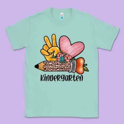 Peace Love Kindergarten Classic Tee Designed By Jahusdesignshop