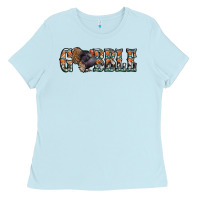 Baby Blue gobble thanksgiving turkey Ladies Tee - Jasminsmagicworld