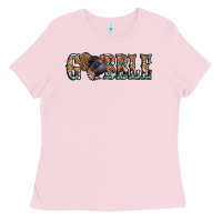 Bubblegum Pink gobble thanksgiving turkey Ladies Tee - Jasminsmagicworld