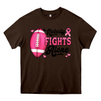 Chocolate Brown nobody fights alone pink football breast cancer awareness Heavy Core Tee - Jasminsmagicworld