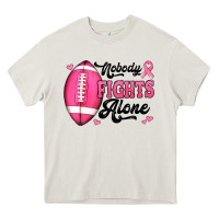 Cream nobody fights alone pink football breast cancer awareness Heavy Core Tee - Jasminsmagicworld