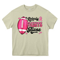Nobody Fights Alone Pink Football Breast Cancer Awareness Heavy Core Tee | Teevron