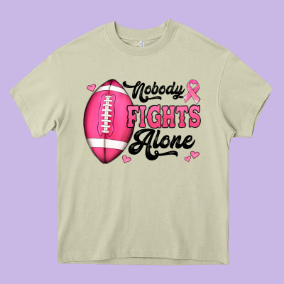 Nobody Fights Alone Pink Football Breast Cancer Awareness Heavy Core Tee Designed By Jasminsmagicworld