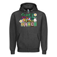 Charcoal Heather Saved by his grace Easter Zipper Hoodie - CowGirlArtShop