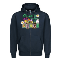 Navy Saved by his grace Easter Zipper Hoodie - CowGirlArtShop
